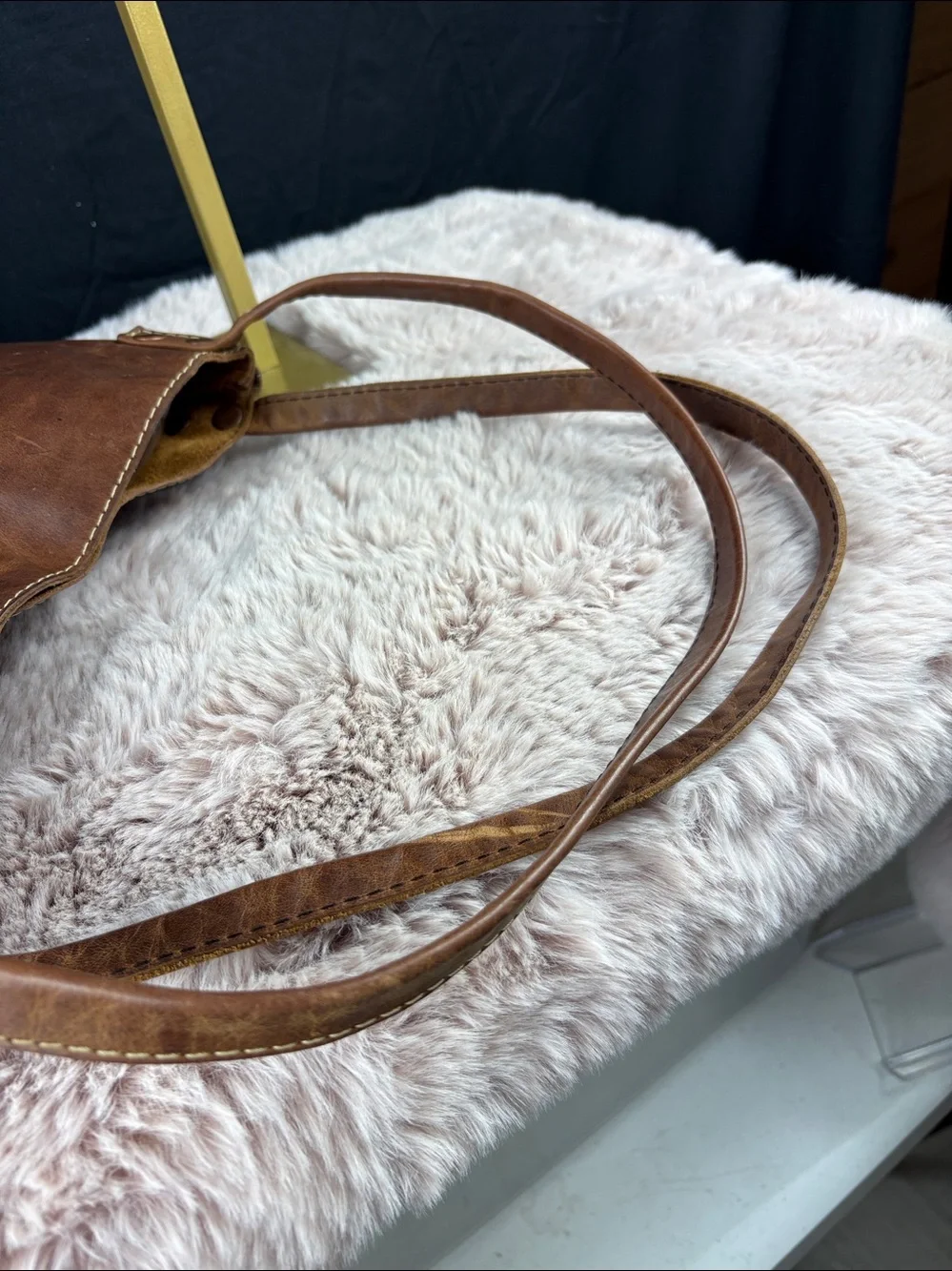 Leather Shoulder Tote Bag Brown Vintage Distressed Minimalist Hobo
